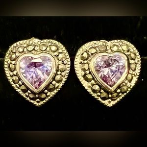 amethyst/marcasite, sterling silver earrings
